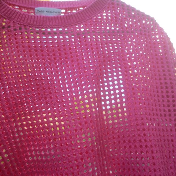 Calvin Klein Pink 100% Cotton Knit Style Women's Pullover Short Body Sweater - Picture 11 of 13
